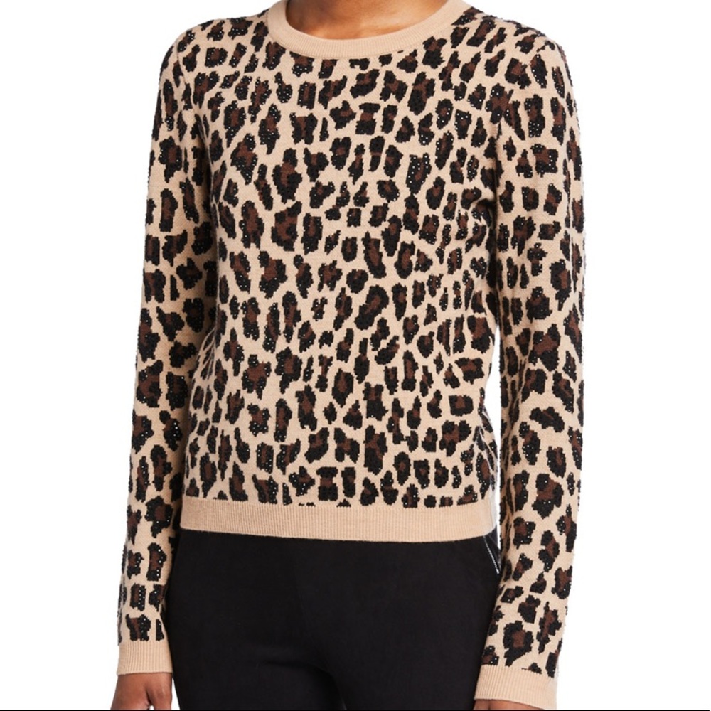 Alice And Olivia Connie Embellished Leopard Sweater size XS - Picture 6 of 13